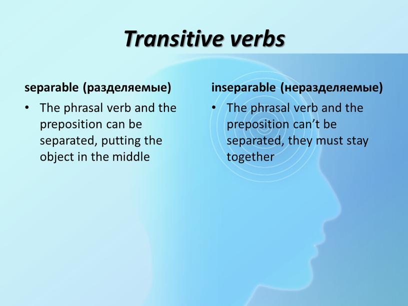 Transitive verbs separable (разделяемые)