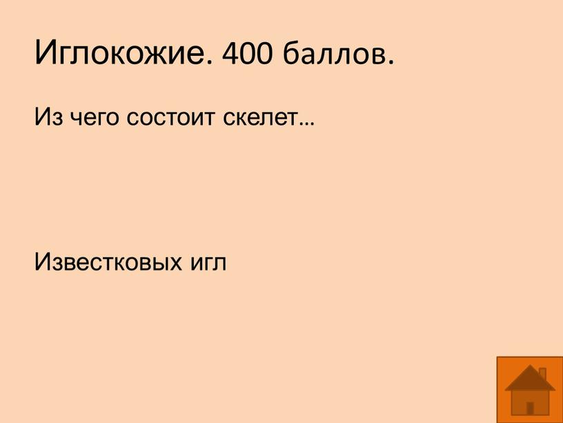 Иглокожие. 400 баллов. Из чего состоит скелет…