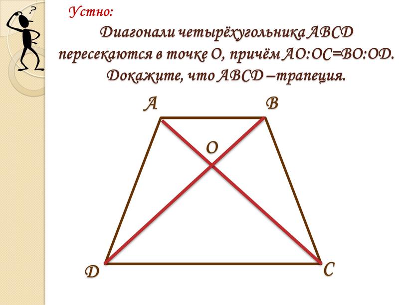 А В С D О Диагонали четырёхугольника