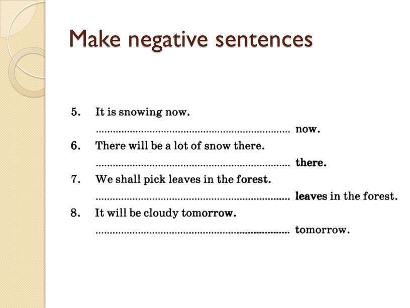 Make negative sentences