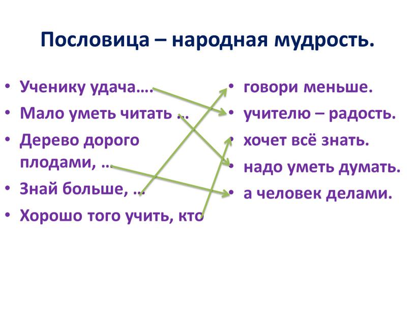 Пословица – народная мудрость.