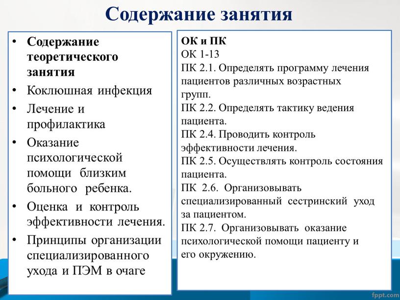 Содержание занятия Содержание теоретического занятия