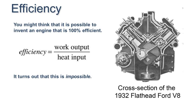 Efficiency You might think that it is possible to invent an engine that is 100% efficient