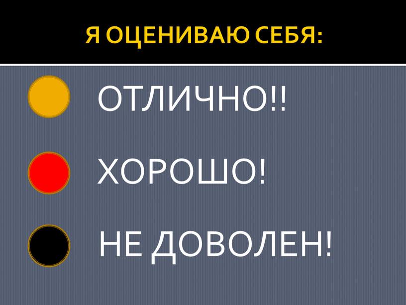 Я ОЦЕНИВАЮ СЕБЯ: ОТЛИЧНО!!