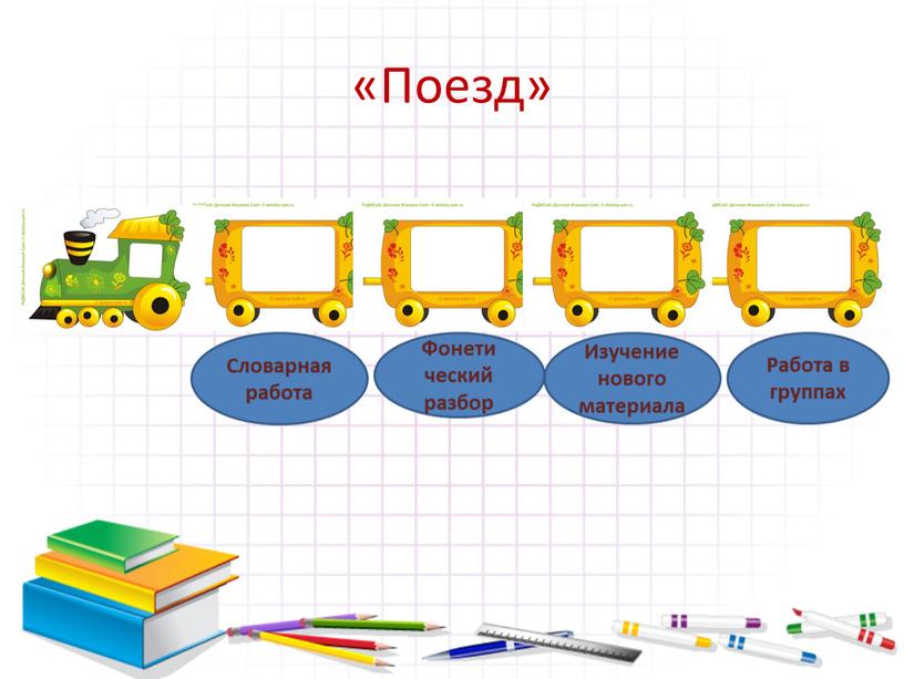 Поезд» Словарная работа Фонети ческий разбор