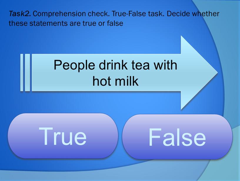 Task2. Comprehension check. True-False task