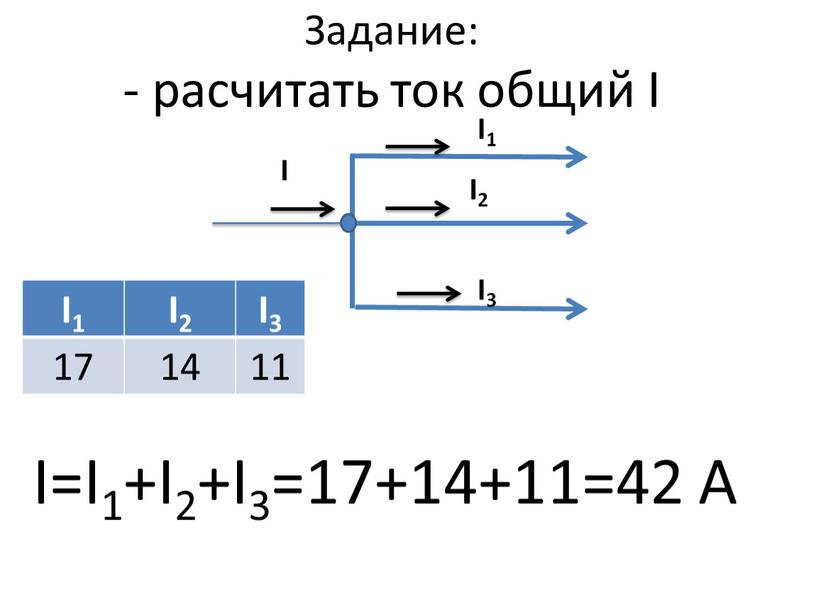 Задание: - расчитать ток общий