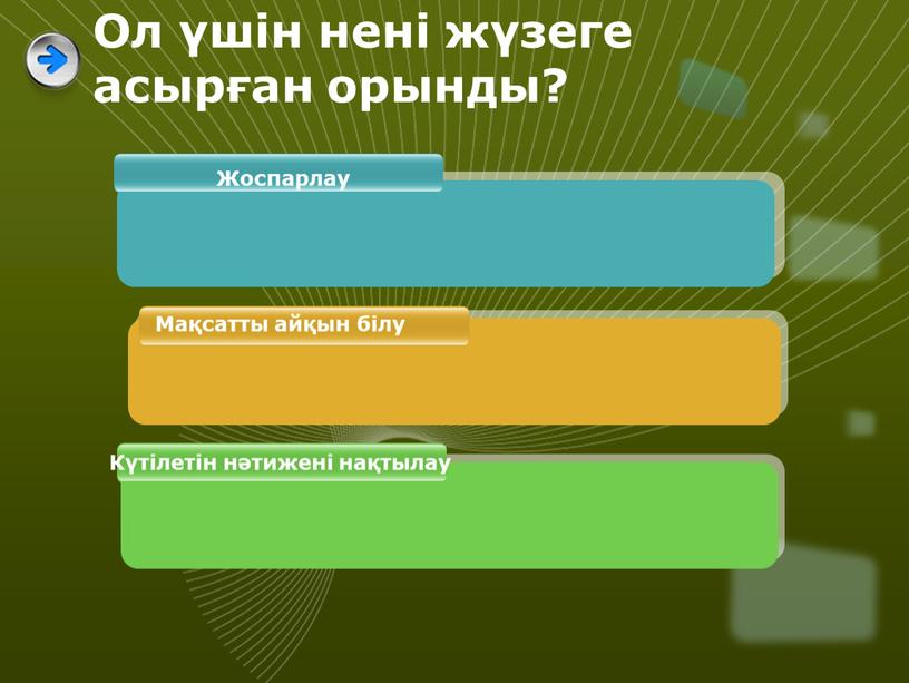 Ол үшін нені жүзеге асырған орынды?