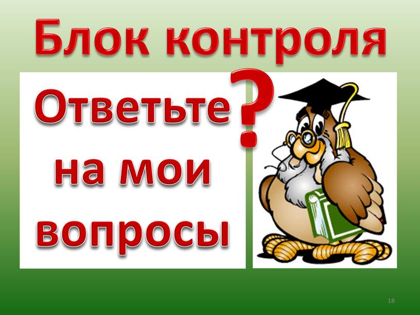 Ответьте на мои вопросы Блок контроля ? 18