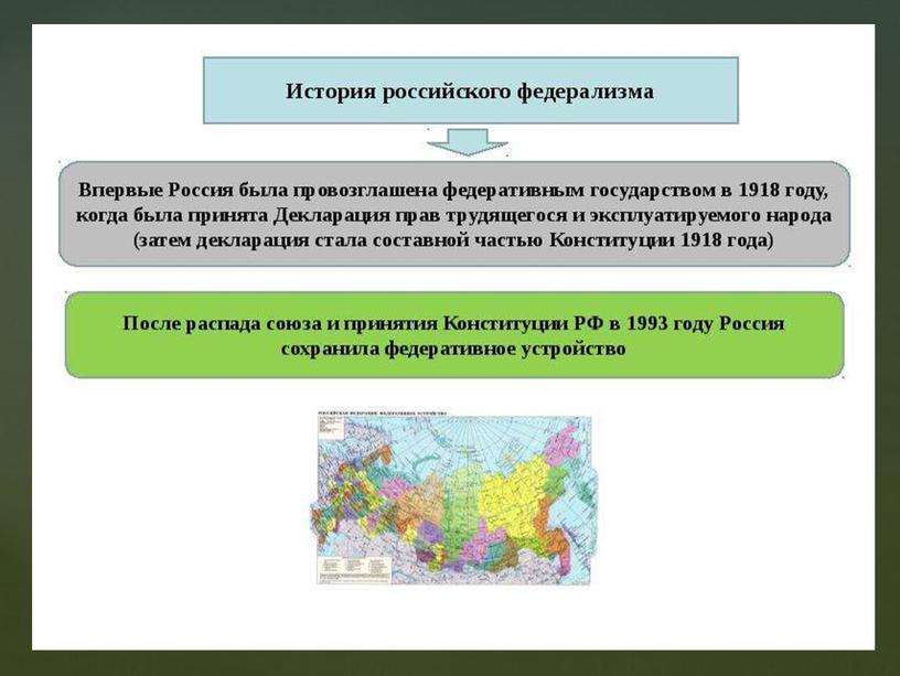 Презентация к уроку обществознания "Федеративное устройство современной России" 8 класс