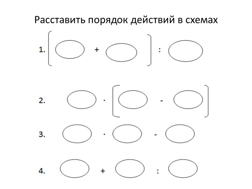 Расставить порядок действий в схемах