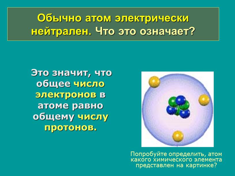 Обычно атом электрически нейтрален