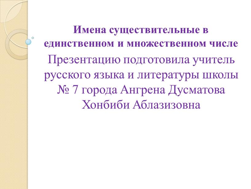 Имена существительные в единственном и множественном числе