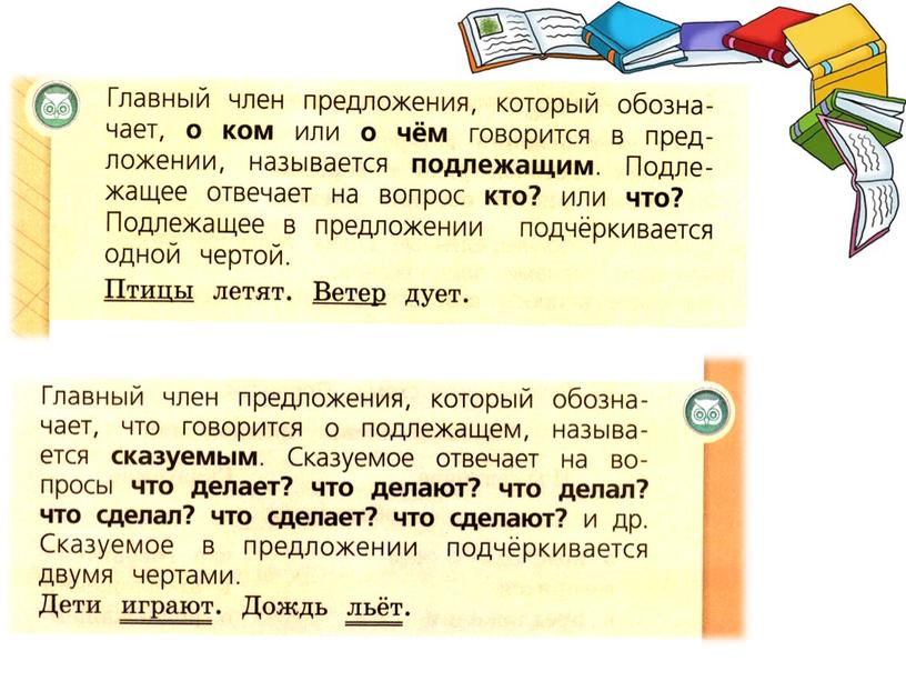 Презентация по русскому языку во 2 классе. Тема: "Подлежащее и сказуемое –  главные члены предложения"