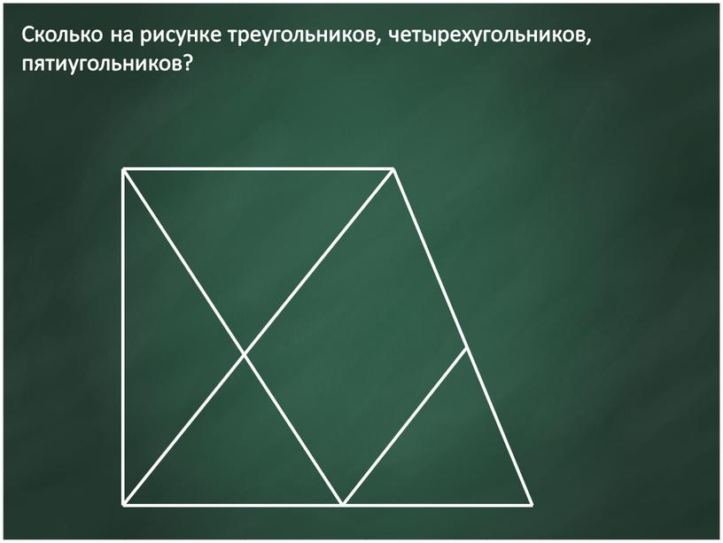 Сколько на рисунке треугольников, четырехугольников, пятиугольников?