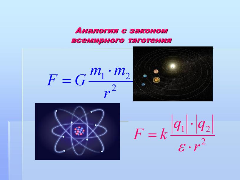 Аналогия с законом всемирного тяготения