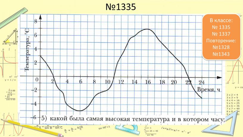 В классе: № 1335 № 1337 Повторение: №1328 №1343