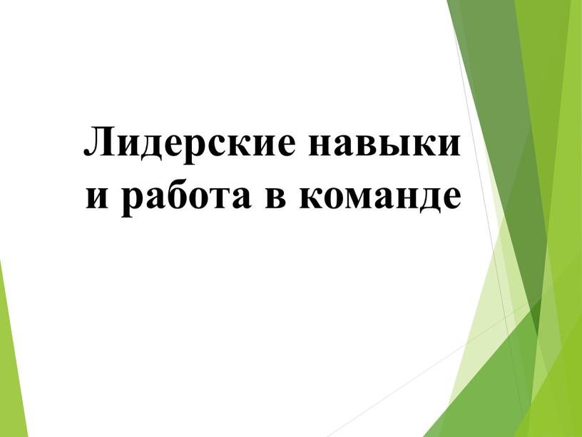 Лидерские навыки и работа в команде