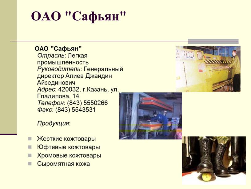 ОАО "Сафьян" ОАО "Сафьян"