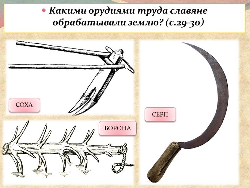 Какими орудиями труда славяне обрабатывали землю? (с