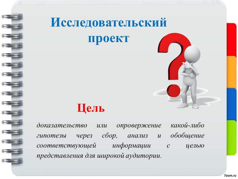 Исследовательский проект доказательство или опровержение какой-либо гипотезы через сбор, анализ и обобщение соответствующей информации с целью представления для широкой аудитории