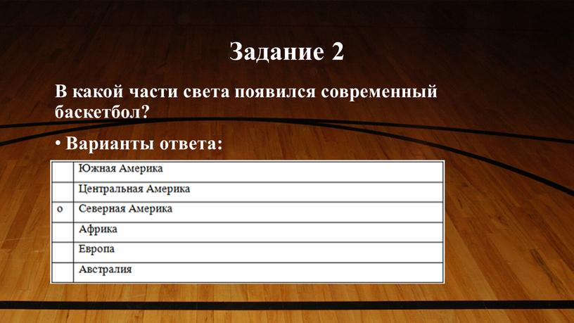 Задание 2 В какой части света появился современный баскетбол?