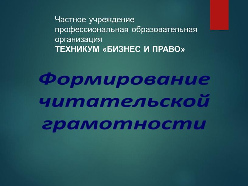 Частное учреждение профессиональная образовательная организация