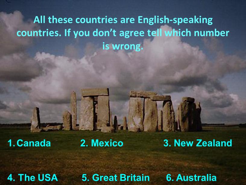 All these countries are English-speaking countries