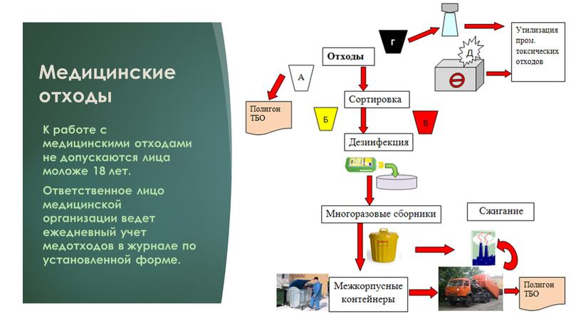 Медицинские отходы К работе с медицинскими отходами не допускаются лица моложе 18 лет