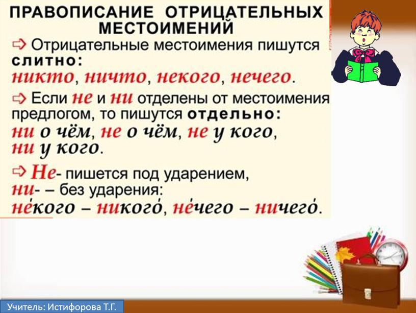 Учитель: Истифорова Т.Г.