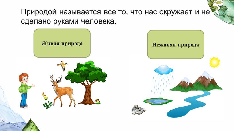 Природой называется все то, что нас окружает и не сделано руками человека