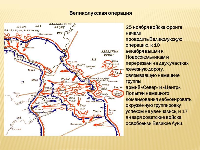 Великолукская операция 25 ноября войска фронта начали проводить