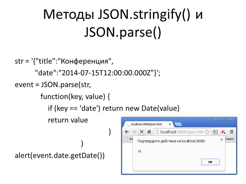 Методы JSON.stringify() и JSON