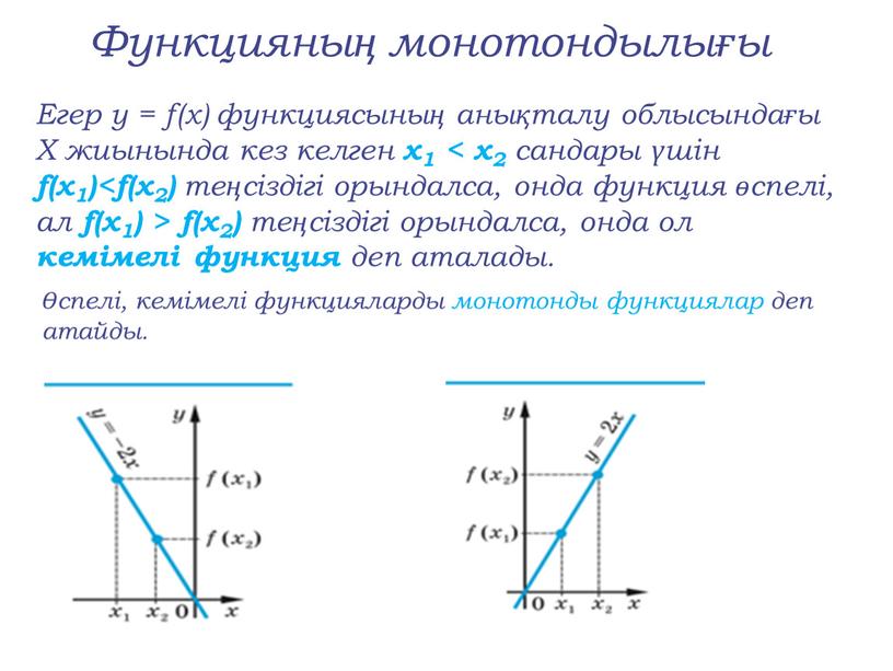 Егер y = f(x) функциясының анықталу облысындағы