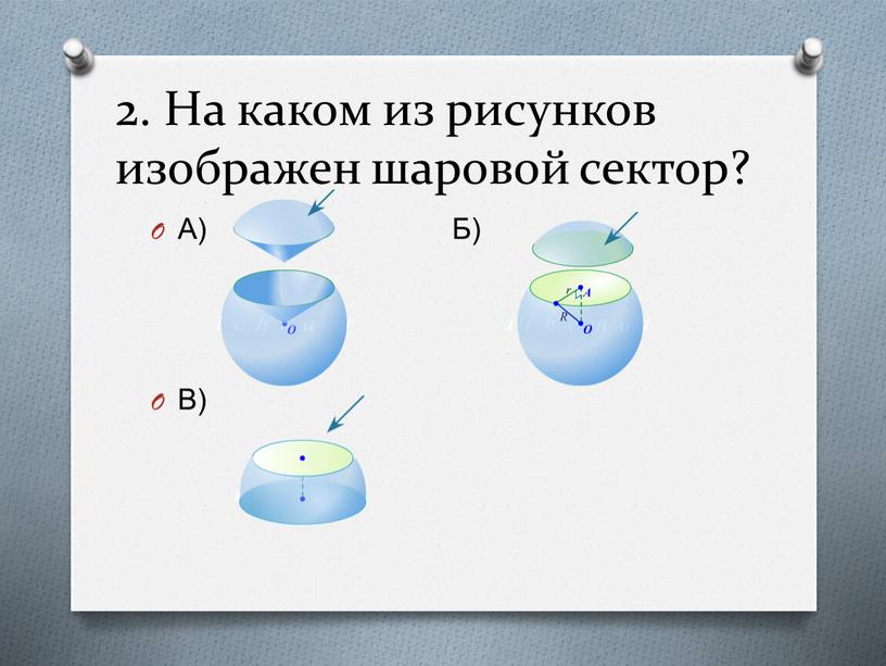 На каком из рисунков изображен шаровой сектор?