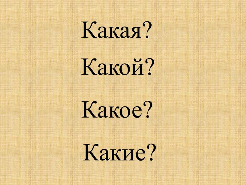 Какая? Какой? Какое? Какие?