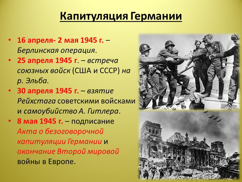 Капитуляция Германии 16 апреля- 2 мая 1945 г