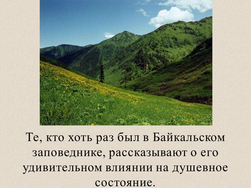 Те, кто хоть раз был в Байкальском заповеднике, рассказывают о его удивительном влиянии на душевное состояние