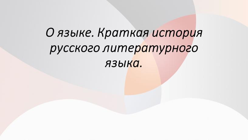 О языке. Краткая история русского литературного языка