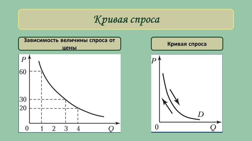 Кривая спроса Зависимость величины спроса от цены