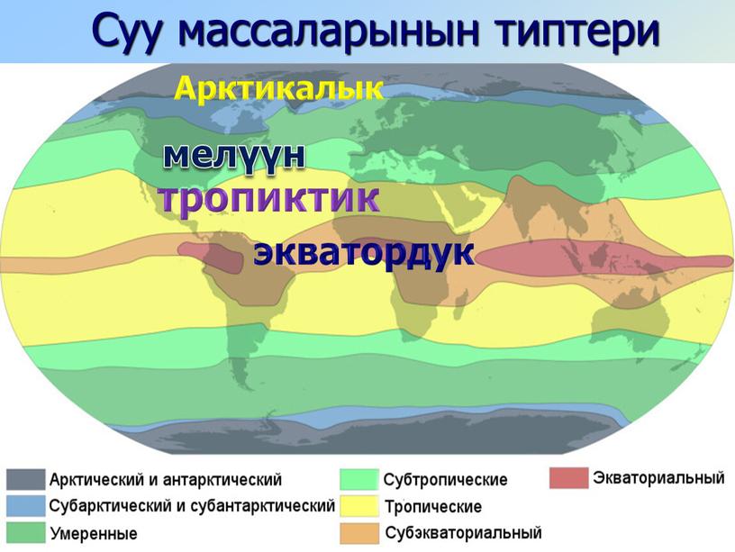 Суу массаларынын типтери экватордук тропиктик мелүүн