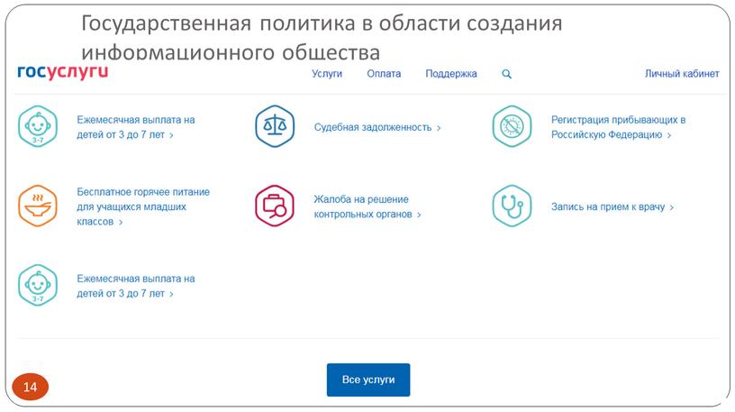 Государственная политика в области создания информационного общества 14
