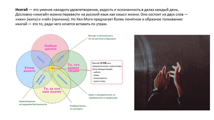 Икигай — это умение находить удовлетворение, радость и осознанность в делах каждый день