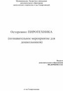 Познавательное мероприятие для дошкольников "Осторожно, пиротехника!"