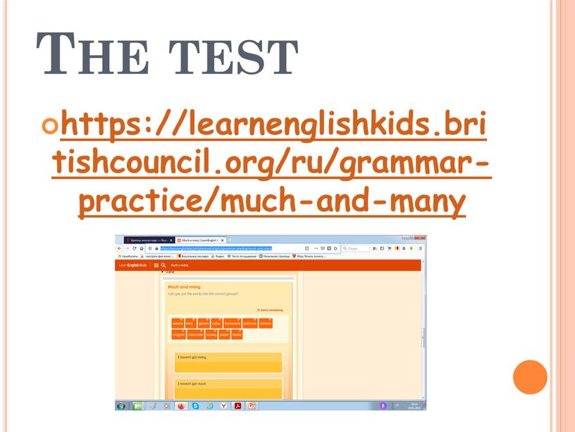 The test https://learnenglishkids