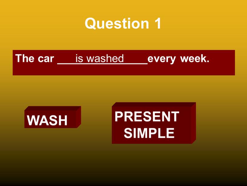 Question 1 The car _______________every week