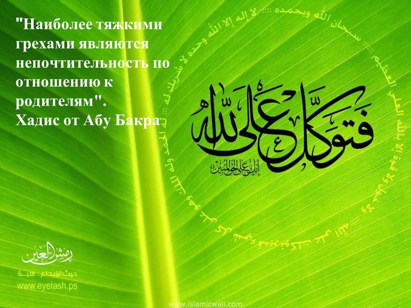 Наиболее тяжкими грехами являются непочтительность по отношению к родителям"