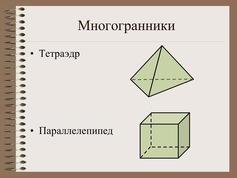 Многогранники Тетраэдр Параллелепипед