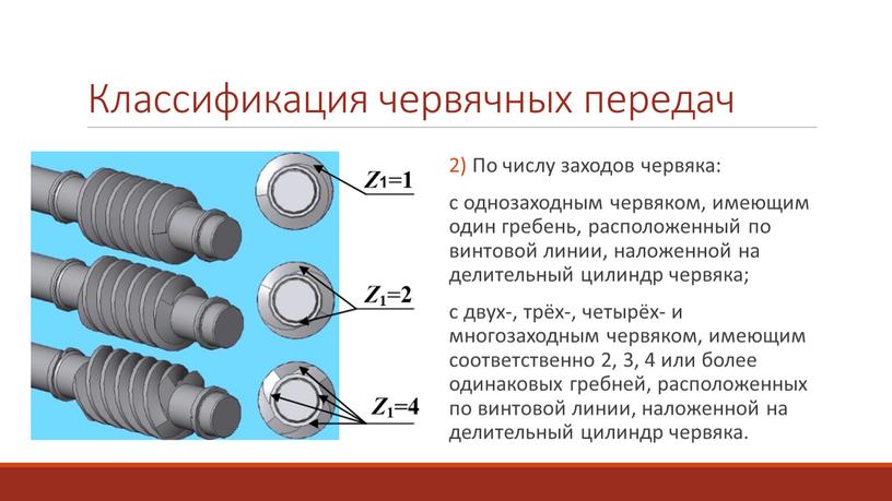 Классификация червячных передач 2)