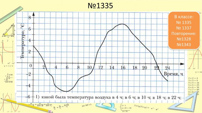 В классе: № 1335 № 1337 Повторение: №1328 №1343